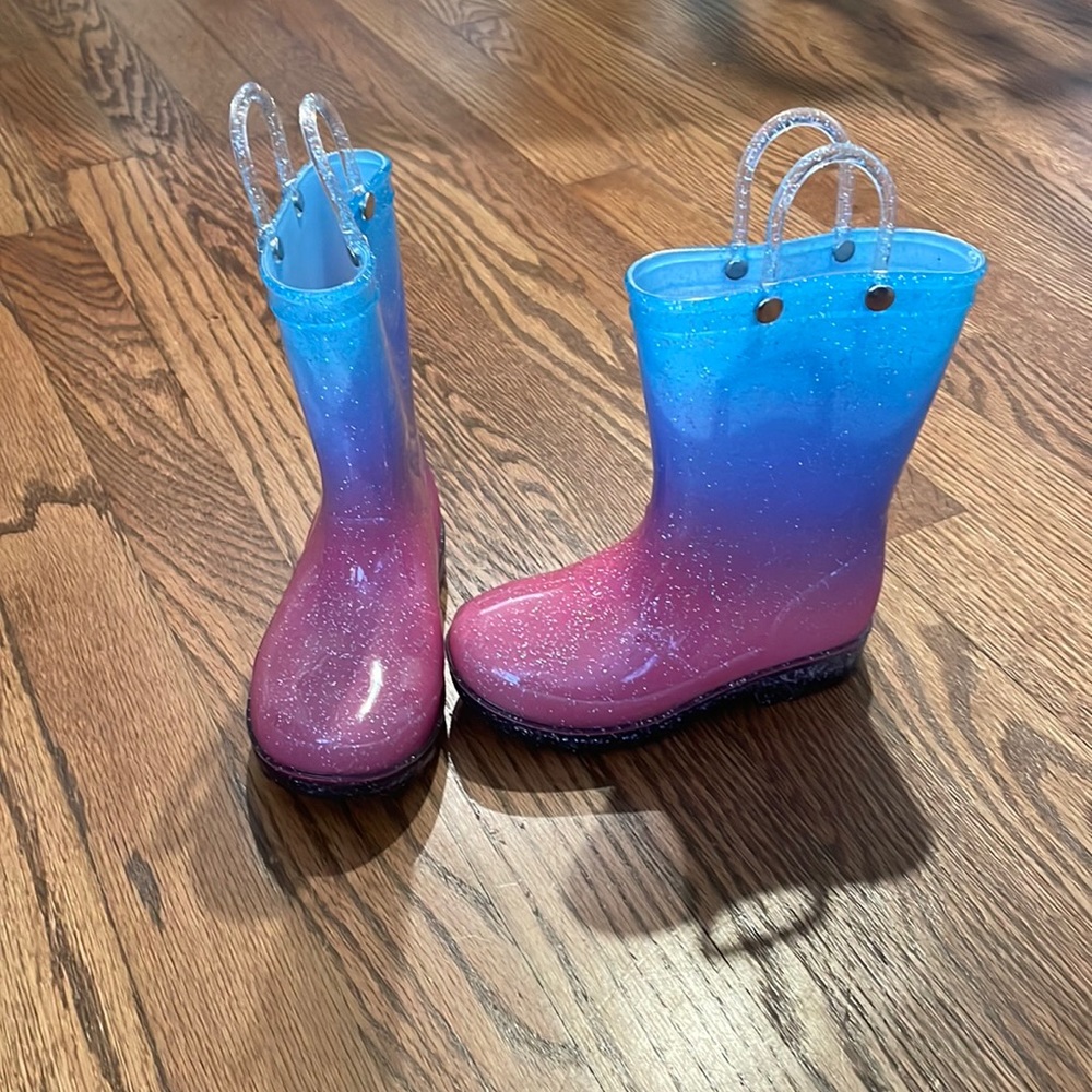 Members Mark Girls Sparkly Rain-boots size 7/8 NWOT